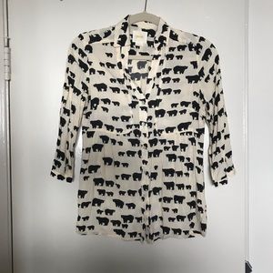 Maeve Anthropologie Bear print blouse in sz 0